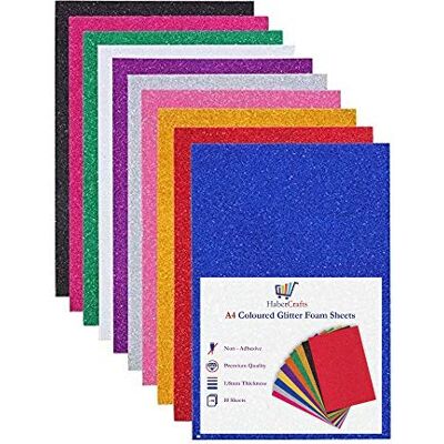 Habercrafts EVA skum Glitter Ark Hantverk 210x297 mm A4 1,8 mm Tjock 10 Färger Habercrafts EVA skum Glitter Ark Hantverk 210x297 mm A4 1,8 mm Tjock 10 Färger