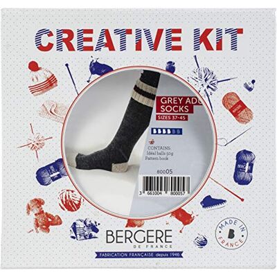 Bergere de France (3PL) kit idealiskt garn, grå, benvit och röd, en storlek Bergere de France (3PL) kit idealiskt garn, grå, benvit och röd, en storlek