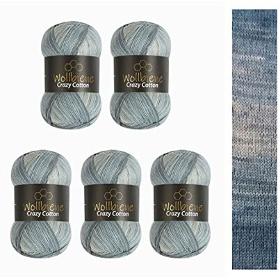 Wollbiene 5 x 100 g ullbi galen bomull batik 500 gram med färggradient 55% bomull flerfärgad stickad ull virkad ull ull året runt ull (6030 grå vit) Wollbiene 5 x 100 g ullbi galen bomull batik 500 gram med färggradient 55% bomull flerfärgad stickad ull virkad ull ull året runt ull (6030 grå vit)