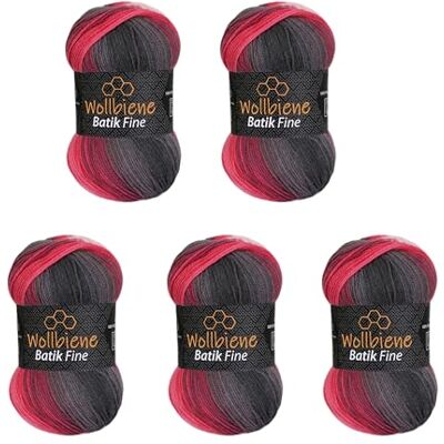 Wollbiene 5 x 100 g ullbi batik fin 500 gram ull med färggradient flerfärgad stickad ull virkad ull (5100 grå bär vit) Wollbiene 5 x 100 g ullbi batik fin 500 gram ull med färggradient flerfärgad stickad ull virkad ull (5100 grå bär vit)