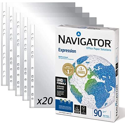 OFITURIA Förpackning med 500 universella A4-navigatorark 90 g + 20 plast-multiborrhylsor för papper, förpackning med DIN A4-ark – Ophituria (500 ark + 20 ark) OFITURIA Förpackning med 500 universella A4-navigatorark 90 g + 20 plast-multiborrhylsor för papper, förpackning med DIN A4-ark – Ophituria (500 ark + 20 ark)