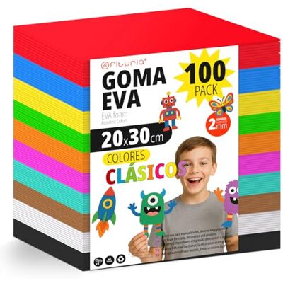 OFITURIA 100-pack Eva gummiark klassiska färger, 20 x 30 cm, 10 basfärger, för skola eller yrke, EVA-gummi (klassiskt sortiment) OFITURIA 100-pack Eva gummiark klassiska färger, 20 x 30 cm, 10 basfärger, för skola eller yrke, EVA-gummi (klassiskt sortiment)