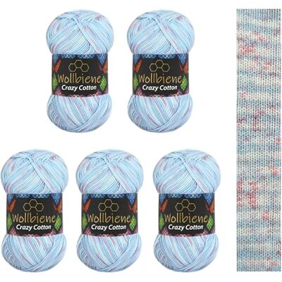 Wollbiene 5 x 100 g ullbi galen bomull batik 500 gram med färggradient 55% bomull flerfärgad stickad ull virkad ull ull året runt ull (6070 ljusblå syréfärg) Wollbiene 5 x 100 g ullbi galen bomull batik 500 gram med färggradient 55% bomull flerfärgad stickad ull virkad ull ull året runt ull (6070 ljusblå syréfärg)