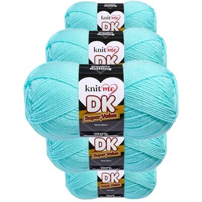 Knit Me DK dubbelstickat garn allergivänlig akryl 5 x 100 g (turkos) Knit Me DK dubbelstickat garn allergivänlig akryl 5 x 100 g (turkos)