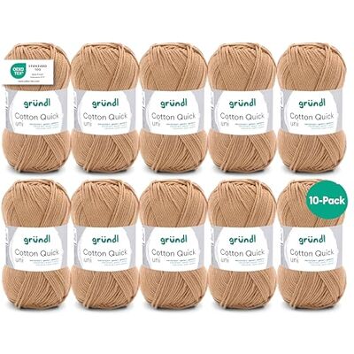 Gründl Ull Cotton Quick uni – tunn ull för virkning – stickgarn – virkgarn – glänsande och hudvänligt – 100% bomull – 10 nystan 50 g/125 m – nåltjocklek 3–4 – mässing Gründl Ull Cotton Quick uni – tunn ull för virkning – stickgarn – virkgarn – glänsande och hudvänligt – 100% bomull – 10 nystan 50 g/125 m – nåltjocklek 3–4 – mässing