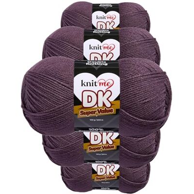 Knit Me DK dubbelstickat garn allergivänlig akryl 5 x 100 g (djup plommon) Knit Me DK dubbelstickat garn allergivänlig akryl 5 x 100 g (djup plommon)