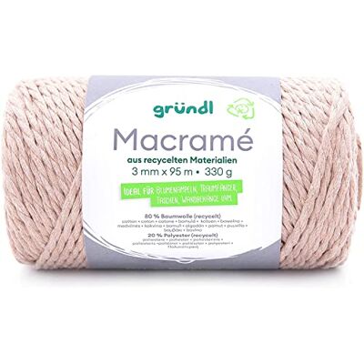 Gründl makramégarn (makramégarn av 70% återvunnen bomull, 25% polyester och 5% återvunnen fiber, 330 g/95 m, tjocklek 3 mm, 5 x 330 g), beige Gründl makramégarn (makramégarn av 70% återvunnen bomull, 25% polyester och 5% återvunnen fiber, 330 g/95 m, tjocklek 3 mm, 5 x 330 g), beige