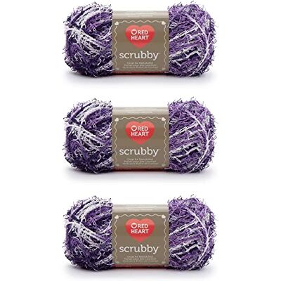 Red Heart Scrubby Garn, 3-pack, 85 g per nystan, polyester, 4 worsted (medeltjock), 71 meter, för stickning/virkning, Jelly Red Heart Scrubby Garn, 3-pack, 85 g per nystan, polyester, 4 worsted (medeltjock), 71 meter, för stickning/virkning, Jelly