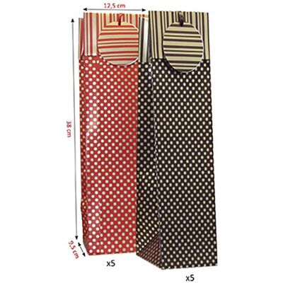 Clairefontaine 211013AMZC Un lot de 10 sacs cadeaux Motif assorties, Bouteilles Rouge/Noir Clairefontaine 211013AMZC Un lot de 10 sacs cadeaux Motif assorties, Bouteilles Rouge/Noir