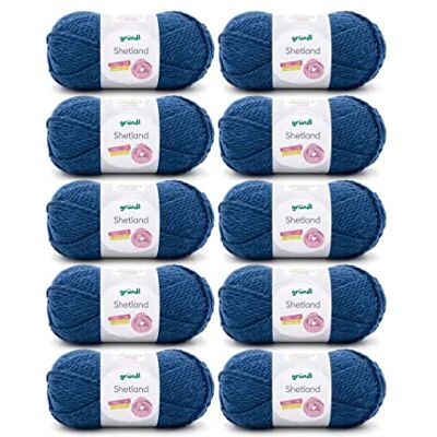 Gründl Shetland ull (fashionabla och mjuka stickgarn tillverkat av 80% polyakryl och 20% ull, 100 g/170 m, nåltjocklek: 7–8, 10 x 100 g), blå Gründl Shetland ull (fashionabla och mjuka stickgarn tillverkat av 80% polyakryl och 20% ull, 100 g/170 m, nåltjocklek: 7–8, 10 x 100 g), blå