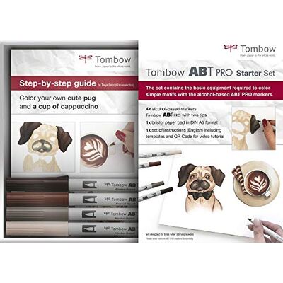 Tombow ABTP-4P-MARK, startset med 4 alkoholbaserade märkpennor ABT PRO + Bristol Block DIN A5 Tombow ABTP-4P-MARK, startset med 4 alkoholbaserade märkpennor ABT PRO + Bristol Block DIN A5