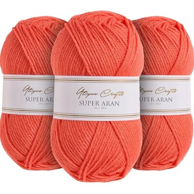 Utopia Crafts Super Aran stick- och virkgarn 3 x 100 g (livfull persika) Utopia Crafts Super Aran stick- och virkgarn 3 x 100 g (livfull persika)