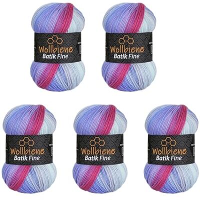 Wollbiene 5 x 100 g ullbi batik fin 500 gram ull med färggradient flerfärgad stickad ull virkad ull (2000 bär lila) Wollbiene 5 x 100 g ullbi batik fin 500 gram ull med färggradient flerfärgad stickad ull virkad ull (2000 bär lila)