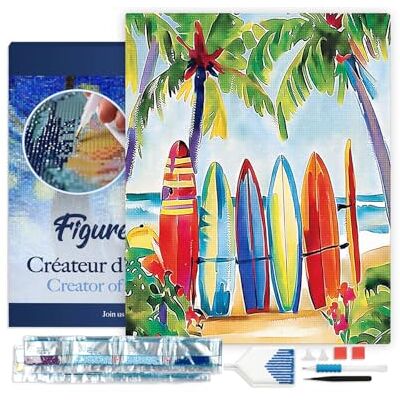ART Diamantmålning diamantbroderi 40 x 50 cm med ram sträckt canvas strass fyrkantiga pärlor färgglad surfbräda komplett kit 5D DIY manuell aktivitet fritid vuxna ART Diamantmålning diamantbroderi 40 x 50 cm med ram sträckt canvas strass fyrkantiga pärlor färgglad surfbräda komplett kit 5D DIY manuell aktivitet fritid vuxna