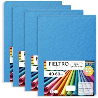 m-office Hantverksfilt, färgfilt, mjukt och flexibelt, material för sömnad, lappverkstyger, perfekt för gör-det-själv-projekt, hantverk eller dekoration, 40 x 60 cm (ljusblå, 40 st) m-office Hantverksfilt, färgfilt, mjukt och flexibelt, material för sömnad, lappverkstyger, perfekt för gör-det-själv-projekt, hantverk eller dekoration, 40 x 60 cm (ljusblå, 40 st)