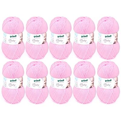 Gründl Baby uni stickgarn/virkgarn (OEKO-TEX certifierad babyull, slitstark och lättskött, 70% polyakryl 30% polyamid, 50 g/150 m, nåltjocklek: 3,5 – 4,5, 10 x 50 g), ros Gründl Baby uni stickgarn/virkgarn (OEKO-TEX certifierad babyull, slitstark och lättskött, 70% polyakryl 30% polyamid, 50 g/150 m, nåltjocklek: 3,5 – 4,5, 10 x 50 g), ros
