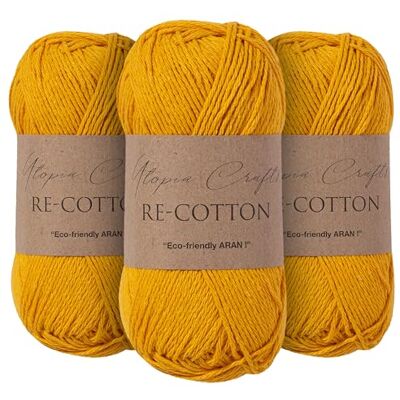 Utopia Crafts bomullsstickningsgarn 3 x 100 g (gul orange) Utopia Crafts bomullsstickningsgarn 3 x 100 g (gul orange)