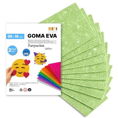 Global SIDI Eva Glitter gummi 20 x 15 cm ljusgrön 20 ark skum Global SIDI Eva Glitter gummi 20 x 15 cm ljusgrön 20 ark skum