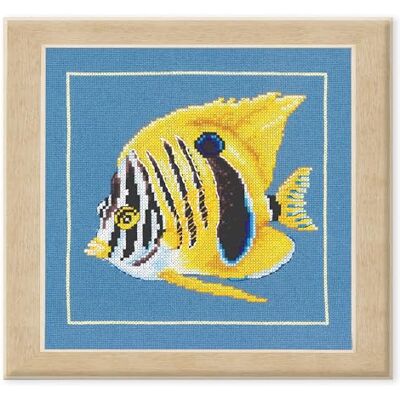 Lanarte korsstygn broderiförpackningar räknade korsstygnsbilder set gul zebrafisk väggdekoration handgjorda set för vuxna ca 21 x 20 cm gör-det-själv dekoration pysselset hantverkare kreativ Lanarte korsstygn broderiförpackningar räknade korsstygnsbilder set gul zebrafisk väggdekoration handgjorda set för vuxna ca 21 x 20 cm gör-det-själv dekoration pysselset hantverkare kreativ
