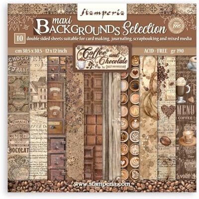 Stamperia - Coffee and Chocolate Backgrounds - Scrapbook Block Stamperia - Coffee and Chocolate Backgrounds - Scrapbook Block