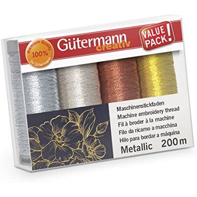 Gütermann Tråduppsättning, metallisk blandad, 4 Gütermann Tråduppsättning, metallisk blandad, 4