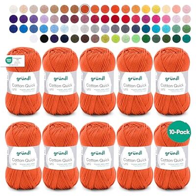 Gründl Ull Cotton Quick uni – tunn ull för virkning – stickgarn – virkgarn – glänsande och hudvänligt – 100% bomull – 10 nystan 50 g/125 m – nåltjocklek 3–4 – roströd Gründl Ull Cotton Quick uni – tunn ull för virkning – stickgarn – virkgarn – glänsande och hudvänligt – 100% bomull – 10 nystan 50 g/125 m – nåltjocklek 3–4 – roströd