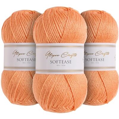 Utopia Crafts Softease stickning och virkning garn 3 x 100 g (solnedgång persika) Utopia Crafts Softease stickning och virkning garn 3 x 100 g (solnedgång persika)