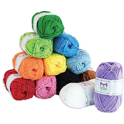 Mira Handcrafts stora 50g garnnystan Totalt 1200 meter stick- och virkgarn startsats inklusive 12 flerfärgade garn Mira Handcrafts stora 50g garnnystan Totalt 1200 meter stick- och virkgarn startsats inklusive 12 flerfärgade garn