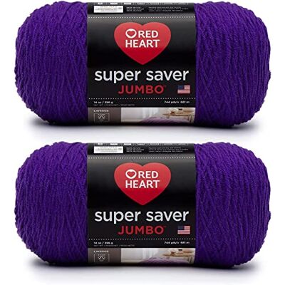 Red Heart Rött hjärta supersparare jumbo garn, ametist – 2-pack med 396 g/14 uns – akryl – 4 medium (kamgarn i kamin) – 680 meter – stickning/virkning Red Heart Rött hjärta supersparare jumbo garn, ametist – 2-pack med 396 g/14 uns – akryl – 4 medium (kamgarn i kamin) – 680 meter – stickning/virkning