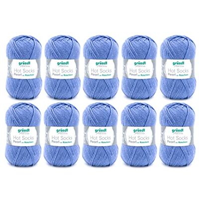 Gründl Hot Socks Pearl uni stickull (gosig mjuk strumpull av 75% merinoull, 20% polyamid, 5% kashmir, 50 g/200 m, nåltjocklek: 2,5 – 3, 10 x 50 g), blå, 40 x 37 x 11 cm Gründl Hot Socks Pearl uni stickull (gosig mjuk strumpull av 75% merinoull, 20% polyamid, 5% kashmir, 50 g/200 m, nåltjocklek: 2,5 – 3, 10 x 50 g), blå, 40 x 37 x 11 cm