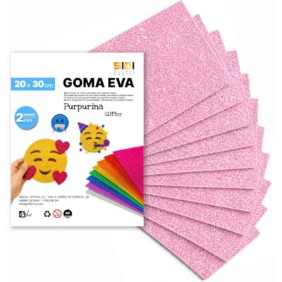 Global SIDI Eva Glitter gummi 20 x 30 cm, rosa, 10 ark skum för hantverk Global SIDI Eva Glitter gummi 20 x 30 cm, rosa, 10 ark skum för hantverk