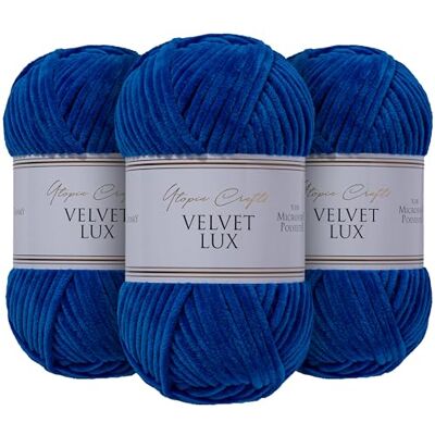 Utopia Crafts Velvet Lux Chenille supermjukt tjockt garn för stickning och virkning garn 3 x 100 g (marinblå) Utopia Crafts Velvet Lux Chenille supermjukt tjockt garn för stickning och virkning garn 3 x 100 g (marinblå)