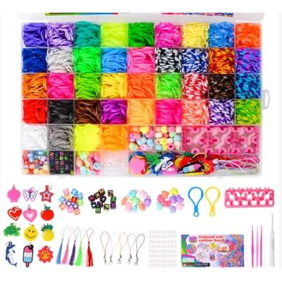 Noa Home Deco Loom bandset, 5100+ stycken Loom gummi för armband gör själv, färgglada loops, gummiset, tillbehör med hängen och tillbehör, gör-det-själv pyssel, present för barn, pojke, flicka Noa Home Deco Loom bandset, 5100+ stycken Loom gummi för armband gör själv, färgglada loops, gummiset, tillbehör med hängen och tillbehör, gör-det-själv pyssel, present för barn, pojke, flicka