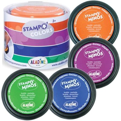 Aladine 3085150 Stampo Colors karneval, 4 stämpelkuddar, grön/blå/lila/orange Aladine 3085150 Stampo Colors karneval, 4 stämpelkuddar, grön/blå/lila/orange
