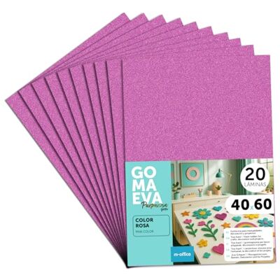m-office Färgglada Glitterade Eva Gummiark, Crepla Gummi för Scrapbooking, Skola, Kreativa Kartonger, Hantverk, Scenografiska Kakor, Skola eller Konstprojekt 40 x 60 cm (Rosa, 20uds) m-office Färgglada Glitterade Eva Gummiark, Crepla Gummi för Scrapbooking, Skola, Kreativa Kartonger, Hantverk, Scenografiska Kakor, Skola eller Konstprojekt 40 x 60 cm (Rosa, 20uds)