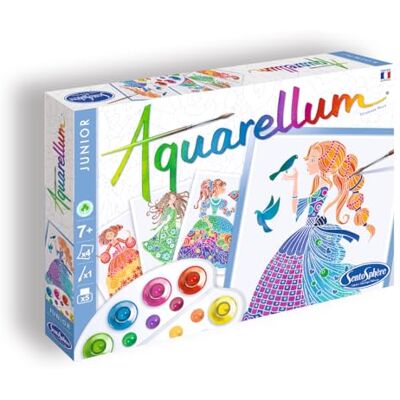 Sentosphère Sentosphere Akvarellum Junior, målningsset för barn, motiv blommor prinsessa, pysselset, kreativt set, gör-det-själv Sentosphère Sentosphere Akvarellum Junior, målningsset för barn, motiv blommor prinsessa, pysselset, kreativt set, gör-det-själv