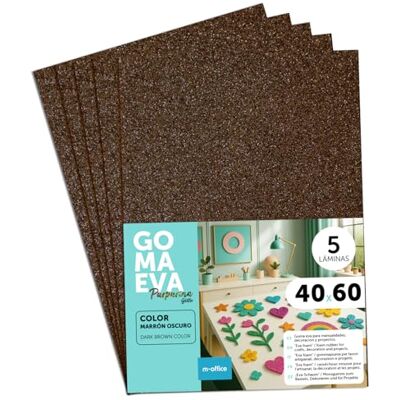 m-office Färgglada Glitterade Eva Gummiark, Crepla Gummi för Scrapbooking, Skola, Kreativa Kartonger, Hantverk, Landskapstårtor, Skola eller Konstprojekt 40 x 60 cm (Mörkbrun, 5uds) m-office Färgglada Glitterade Eva Gummiark, Crepla Gummi för Scrapbooking, Skola, Kreativa Kartonger, Hantverk, Landskapstårtor, Skola eller Konstprojekt 40 x 60 cm (Mörkbrun, 5uds)