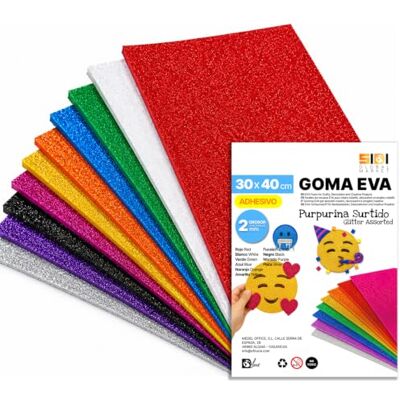 Global SIDI Eva Glitter gummi 40 x 30 cm blandade 20 ark skum för hantverk Global SIDI Eva Glitter gummi 40 x 30 cm blandade 20 ark skum för hantverk