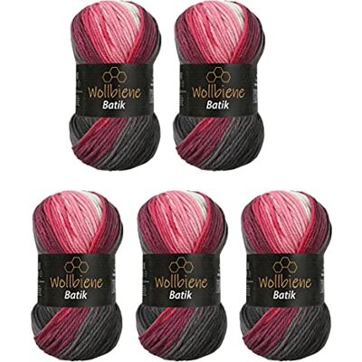 Wollbiene 5 x 100 g ullbi batik 500 gram ull med färggradient flerfärgad stickad ull virkull (5100 grå bär vit) Wollbiene 5 x 100 g ullbi batik 500 gram ull med färggradient flerfärgad stickad ull virkull (5100 grå bär vit)