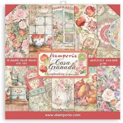 Stamperia Scrapbooking Extra small Pad 10 sheets cm 15,24x15,24 (6"x6") Casa Granada Stamperia Scrapbooking Extra small Pad 10 sheets cm 15,24x15,24 (6"x6") Casa Granada