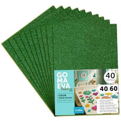 m-office Färgglada Glitterade Eva Gummiark, Crepla Gummi för Scrapbooking, Skola, Kreativa Kartonger, Hantverk, Landskapstårtor, Skola eller Konstprojekt 40 x 60 cm (Mörkgrön, 40uds) m-office Färgglada Glitterade Eva Gummiark, Crepla Gummi för Scrapbooking, Skola, Kreativa Kartonger, Hantverk, Landskapstårtor, Skola eller Konstprojekt 40 x 60 cm (Mörkgrön, 40uds)