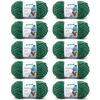 Gründl Ull Funny uni – mjuk chenille-ull för virkning – mysig och hudvänlig – 100% polyester – 10 nystan 100 g/120 m – nåltjocklek 5 – 6, mörkgrön Gründl Ull Funny uni – mjuk chenille-ull för virkning – mysig och hudvänlig – 100% polyester – 10 nystan 100 g/120 m – nåltjocklek 5 – 6, mörkgrön