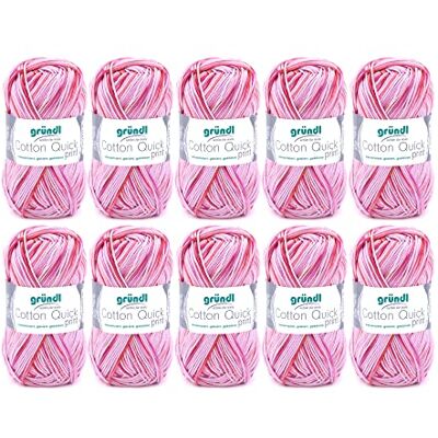 Gründl Cotton Quick Print stickgarn/virkgarn (färgglatt garn tillverkat av 100% bomull, OEKO-TEX certifierad, 50 g/125 m, nåltjocklek: 3 – 4, 10 x 50 g), rosa-Fuchsia flerfärgad, 35 x 24 x 7 cm Gründl Cotton Quick Print stickgarn/virkgarn (färgglatt garn tillverkat av 100% bomull, OEKO-TEX certifierad, 50 g/125 m, nåltjocklek: 3 – 4, 10 x 50 g), rosa-Fuchsia flerfärgad, 35 x 24 x 7 cm