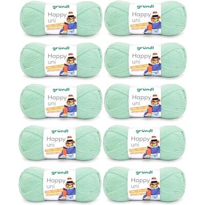 Gründl "Happy Uni", 10 x bollar med 100 g stickgarn, 100% akryl, 40 cm x 39 cm x 9 cm, 100% polyakryl, mynta, 40 x 39 x 9 cm Gründl "Happy Uni", 10 x bollar med 100 g stickgarn, 100% akryl, 40 cm x 39 cm x 9 cm, 100% polyakryl, mynta, 40 x 39 x 9 cm