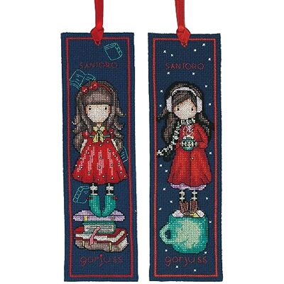 Vervaco Gorjuss bokmärke kit set med 2, mörkblå, ca 6 x 20 cm, set med 2 stycken Vervaco Gorjuss bokmärke kit set med 2, mörkblå, ca 6 x 20 cm, set med 2 stycken