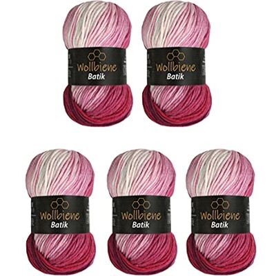 Wollbiene 5 x 100 g ullbi batik 500 gram ull med färggradient flerfärgad stickad ull virkull (5300N bär vit) Wollbiene 5 x 100 g ullbi batik 500 gram ull med färggradient flerfärgad stickad ull virkull (5300N bär vit)