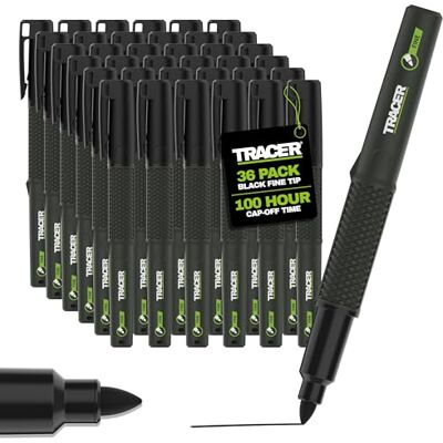 Tracer 2.0 fin spets svarta permanenta markörpennor x 36 – 100 timmars kapslingstid, snabbtorkande svarta markörpennor x 36 Tracer 2.0 fin spets svarta permanenta markörpennor x 36 – 100 timmars kapslingstid, snabbtorkande svarta markörpennor x 36