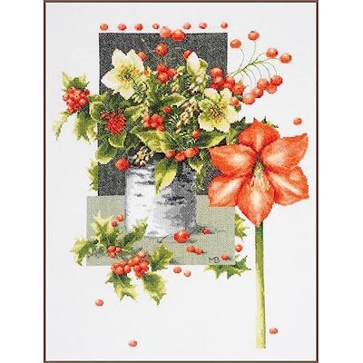 Lanarte Kit med punkträkning amaryllis glad, vit, ca. 39 x 51 cm Lanarte Kit med punkträkning amaryllis glad, vit, ca. 39 x 51 cm