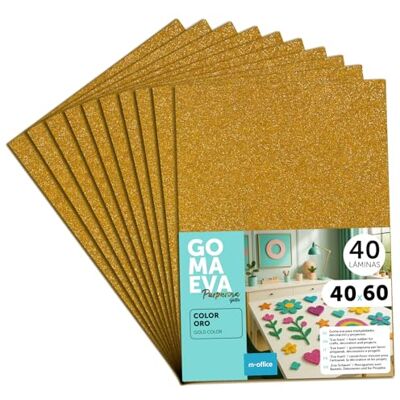 m-office Färgglada Glitterade Eva Gummiark, Crepla Gummi för Scrapbooking, Skola, Kreativa Kartonger, Hantverk, Scenografiska Kakor, Skola eller Konstprojekt 40x60 cm (Guld, 40uds) m-office Färgglada Glitterade Eva Gummiark, Crepla Gummi för Scrapbooking, Skola, Kreativa Kartonger, Hantverk, Scenografiska Kakor, Skola eller Konstprojekt 40x60 cm (Guld, 40uds)