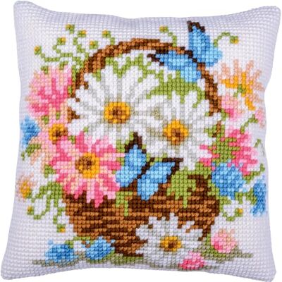 Vervaco Korsstygn broderiförpackning kudde broderi set nybörjare förtryckt blomkorg gör-det-själv set kreativt set för vuxna dekorativ kudde 40 x 40 cm pysselset hantverkare hus dekoration Vervaco Korsstygn broderiförpackning kudde broderi set nybörjare förtryckt blomkorg gör-det-själv set kreativt set för vuxna dekorativ kudde 40 x 40 cm pysselset hantverkare hus dekoration